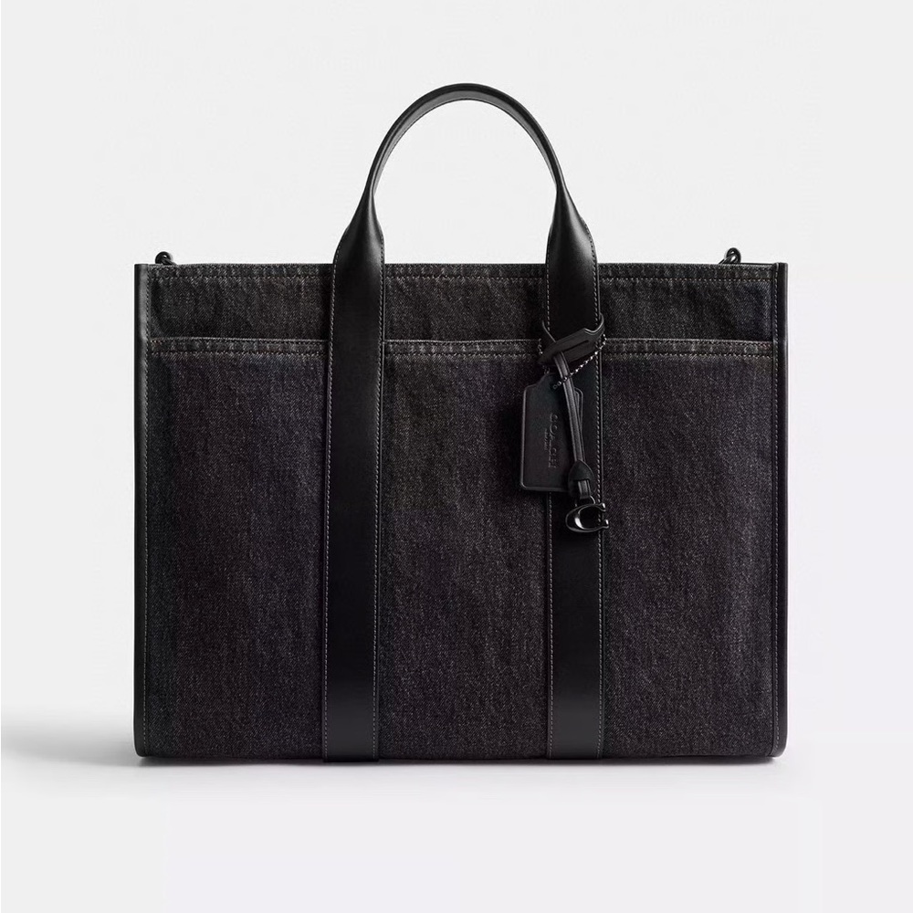 Coach Wesley Tote In Denim - Washed Black - Picture 1 of 13